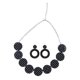thumbnail image 5 of Conjunto de aretes y collar con diseño de los años 50, accesorios de vestuario, lunares blancos y negros, 5 of 7