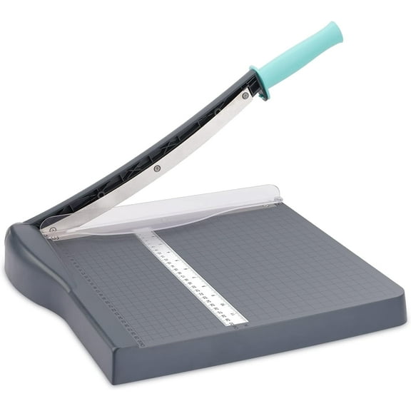 Paper Cutter, Paper Slicer with Safety Guard and Blade Lock, 12" Cut Length Guillotine Paper Cutter with 16 Sheet Capacity, Paper Cutters and Trimmers for Cardstock Cardboard (Gray)