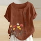 thumbnail image 2 of Vestidos Casuales Para Mujer, Blusas De Mujer De Moda Camiseta informal de verano con cuello redondo, manga corta y botones estampados para mujer, 2 of 4