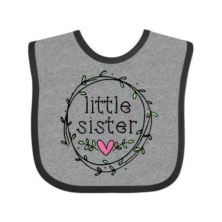 

Inktastic Little Sister Leaves Circle Heart Gift Baby Girl Bib