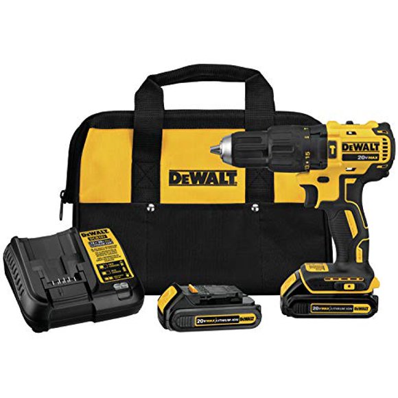 DEWALT 20V MAX Hammer Drill, Compact Kit, Cordless, 1/2-Inch (DCD778C2)