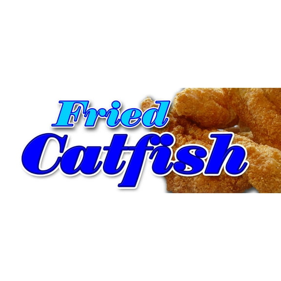 48" FRIED CATFISH DECAL sticker fresh lunch dinner  platter sandwich fries