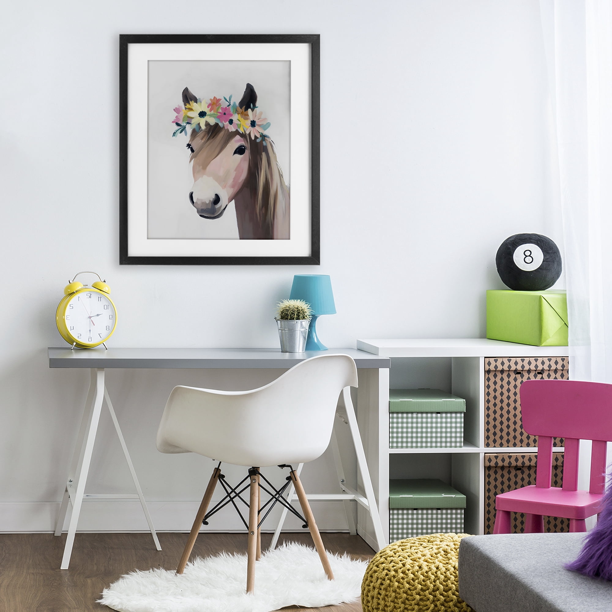 Stupell Industries Flower Crown Horse Black Framed Print Under Glass, design by The Prints Vibe