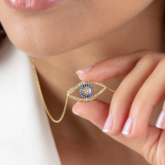 Vintage Sapphire Evil Eye Necklace