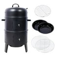 thumbnail image 2 of Charcoal Smoker Grill Wood Smoker Grills Outdoor Cooking 16 Inch Vertical Smoker Portable BBQ Grill for Camping, Black as picture, 2 of 9