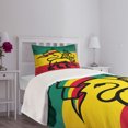 thumbnail image 5 of Ambesonne Rasta Quilted Bedspread Set 2 Pcs, Cultural Lion Rastafari Flag, Twin Size, Yellow and Black, 5 of 6