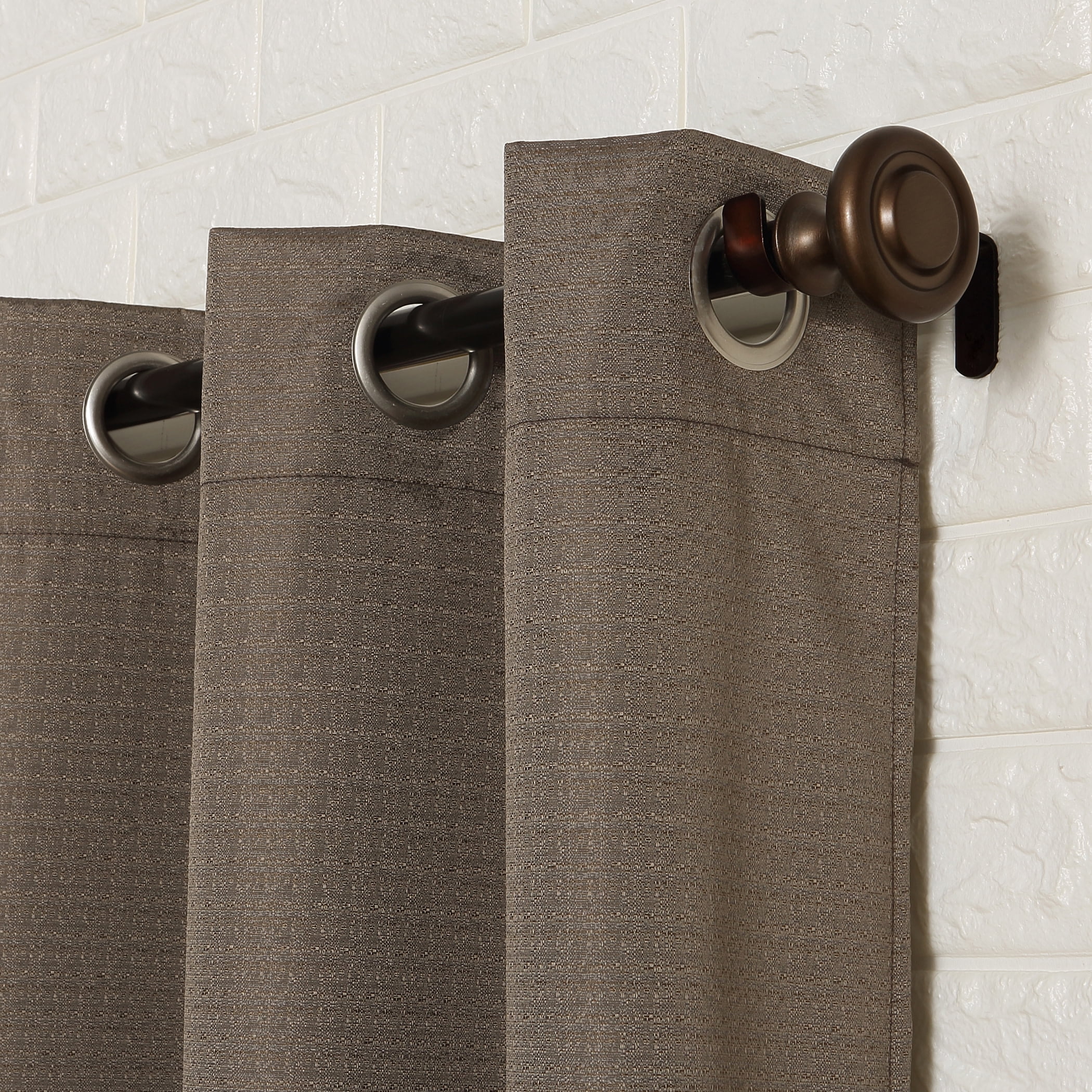 Sun Zero Arlo 2-Piece Textured Thermal Insulated Room Darkening Grommet Curtain Panel Pair, Mocha Brown, 40"W x 84"L