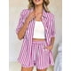 thumbnail image 4 of Conjunto de Dos Piezas para Mujer 2026: Camisa A Rayas y Pantalones Cortos. Rosa Roja L, 4 of 7