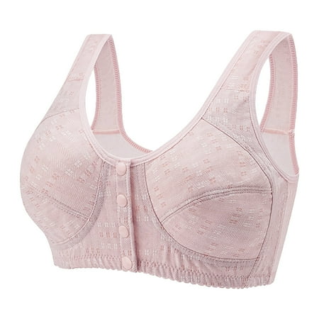 OJSFQUFP Plunge Bralette Pink Women s Plus Size Thin Front Buckle Middle and Elderly Underwear Vest Type Cotton Push Up Bra Without Underwire 48