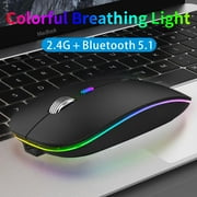 TENMOS Wireless Bluetooth Mouse Rechargeable Silent Mouse Dual Mode (Bluetooth 5.1 + 2.4G) with Nano Receiver