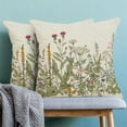 Sage Green Pillow Covers 18x18 Inch Set of 2, Spring Wildflower Plant
