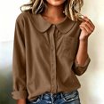 thumbnail image 4 of Neewe Cotton Blend Button Down Shirt for Women Collared Blouse Casual Long Sleeve Tops Daily Outfits, 4 of 6