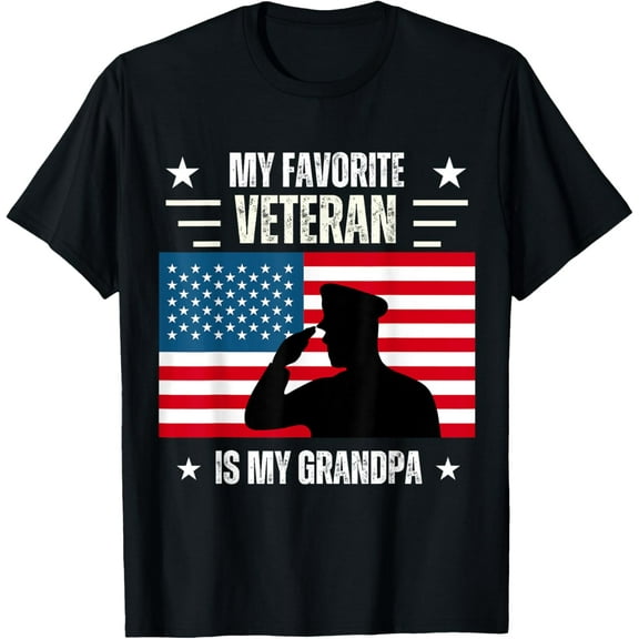 Veterans Day Military My Favorite Veteran Is My Grandpa Kids T-ShirtMen and women, Black T-shirt, size: Extra large