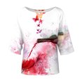 thumbnail image 2 of Gibobby Playera de Manga Corta Casual Suave Blusa holgada bohemia verano para mujer, blusa talla grande con hombros descubiertos y estampado Floral para mujer(Rosa,XL), 2 of 5