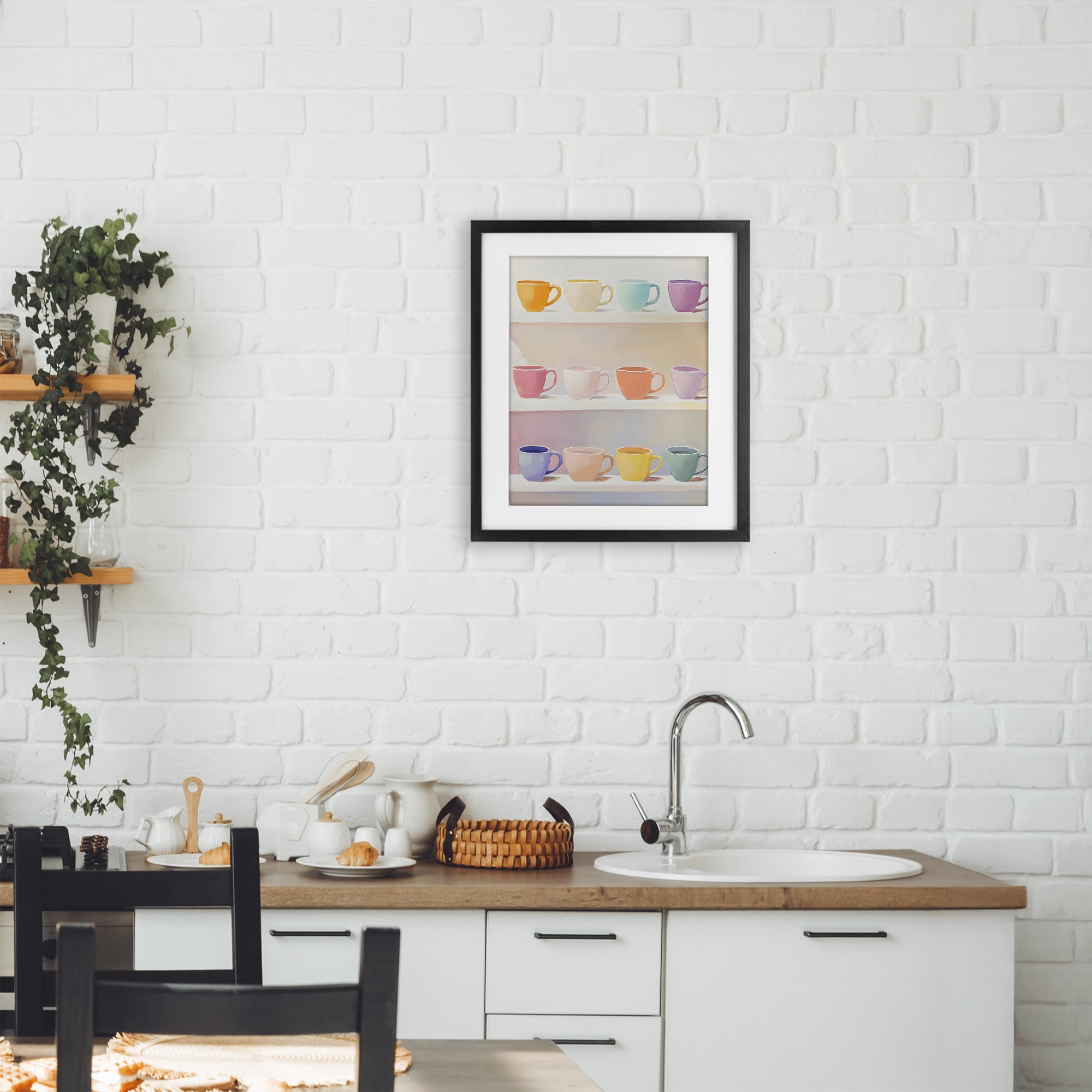 Stupell Industries Rows of Pastel Teacups Black Framed Print Under Glass, design by The Prints Vibe