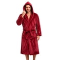 thumbnail image 2 of Naittoop Mens Hooded Robe Plush Bathrobe Warm Long House Coat with Pockets, 2 of 5
