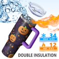 thumbnail image 5 of Halloween Pumpkins and Bat Webs Tumbler with Handle and Lid,40oz Double Wall Vacuum Insulated Tumbler,Cups Gift for Women and Men, 5 of 7