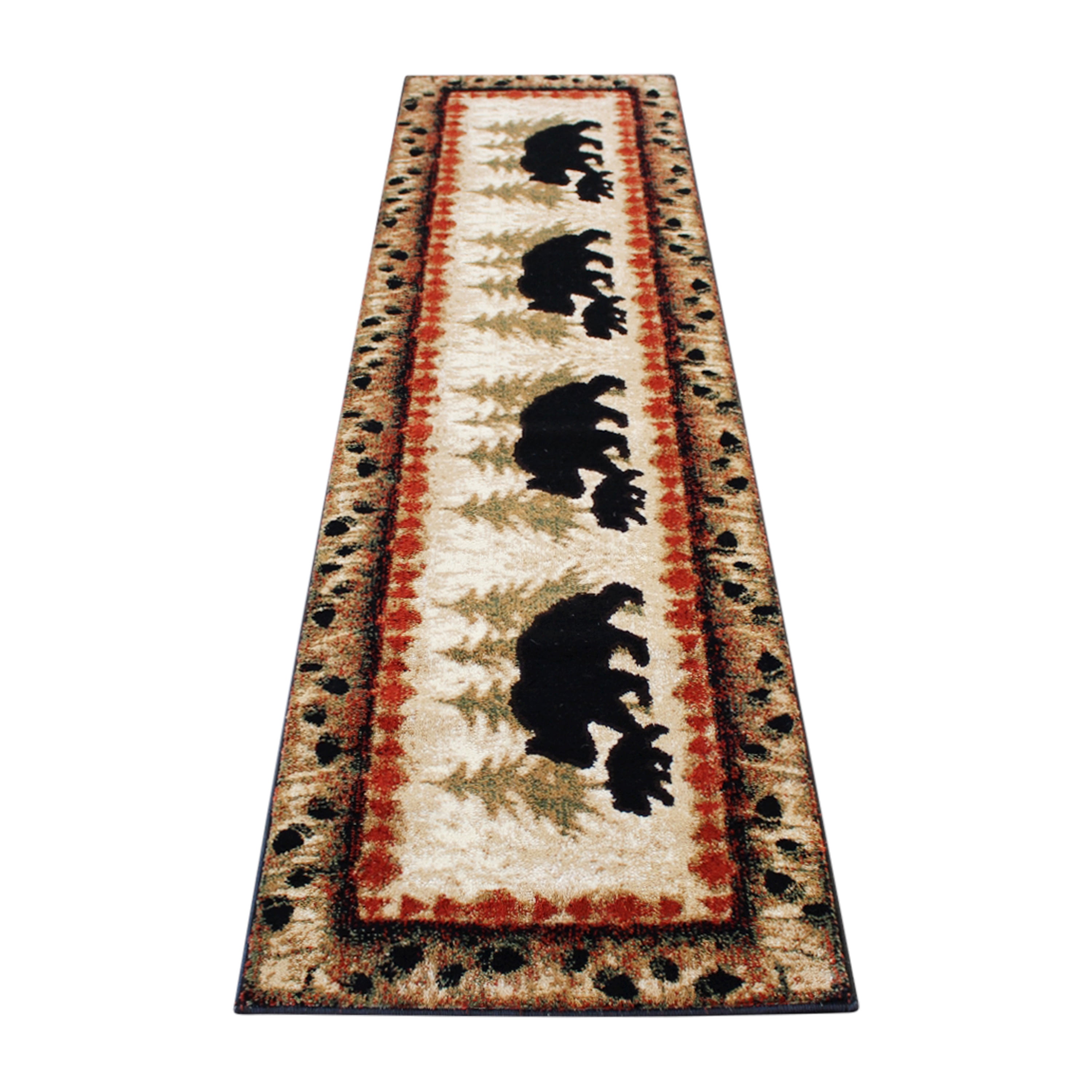 BizChair Cabin Lodge Area Rug Bear and Cub scene (2 Feet X 7 Feet 3 Inch) Runner