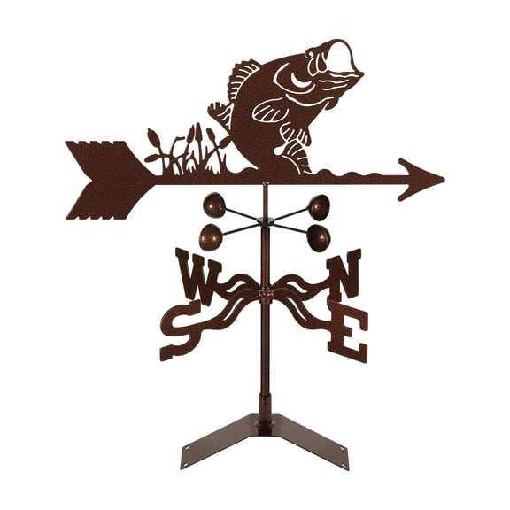 EZ Vane Bass Weathervane | Roof Mount | 14 Gauge Steel | Sealed Ball Bearings | Home or Garden