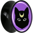 thumbnail image 2 of Body Candy 13/16" 2PC Black Acrylic Black Mystic Kitty Cat Saddle Plugs Double Flare Plug Ear Plug Gauges 20mm, 2 of 4