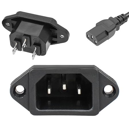 QTEATAK 3 Pack Screw Mount 3 Pins Inlet Power Plug Socket IEC320 C14 AC 250V 10A by QTEATAK