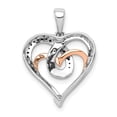 thumbnail image 3 of 14k Gold Two-tone White and Rose Black Diamond Hearts Pendant Charm, 3 of 4