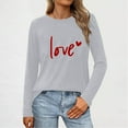 thumbnail image 4 of BLTIBY Valentine Shirts for Women Love Heart Sweater Fashion Casual Crewneck Long Sleeve Pullover Sweatshirts Blouse Valentines the Day Tops Gray 2 M, 4 of 5
