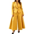 thumbnail image 2 of Guieoi Fall Outfits for Women Blazer and Wide-Leg Pants Set Two Piece Matching Set Yellow M, 2 of 6