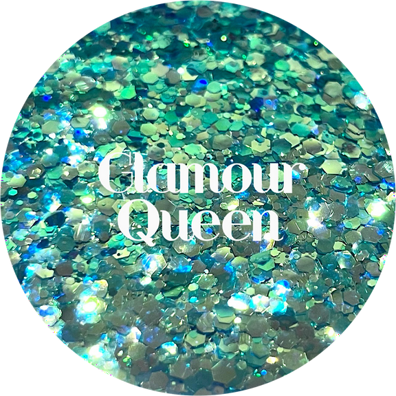 Glitter Heart Co. - High Quality Polyester Glitter - Glamour Queen - 1oz Bag - High Sparkle Teal Chunky Mix