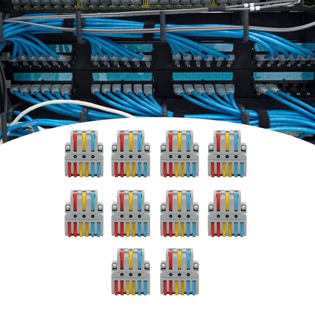 Conectores eléctricos ANGGREK de cableado rápido 3 en 6 salidas Terminal de abrazadera bloque de alambre 10 piezas
