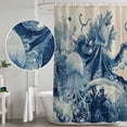thumbnail image 4 of Blue Jellyfish Coastal Shower Curtain Set - Long 72" x 84" Washable Bathtub Curtain with 12 Hooks, Nautical Octopus Summer Ocean Rustic Waterproof Fabric Stall Shower Curtains for Bathroom Décor, 4 of 6