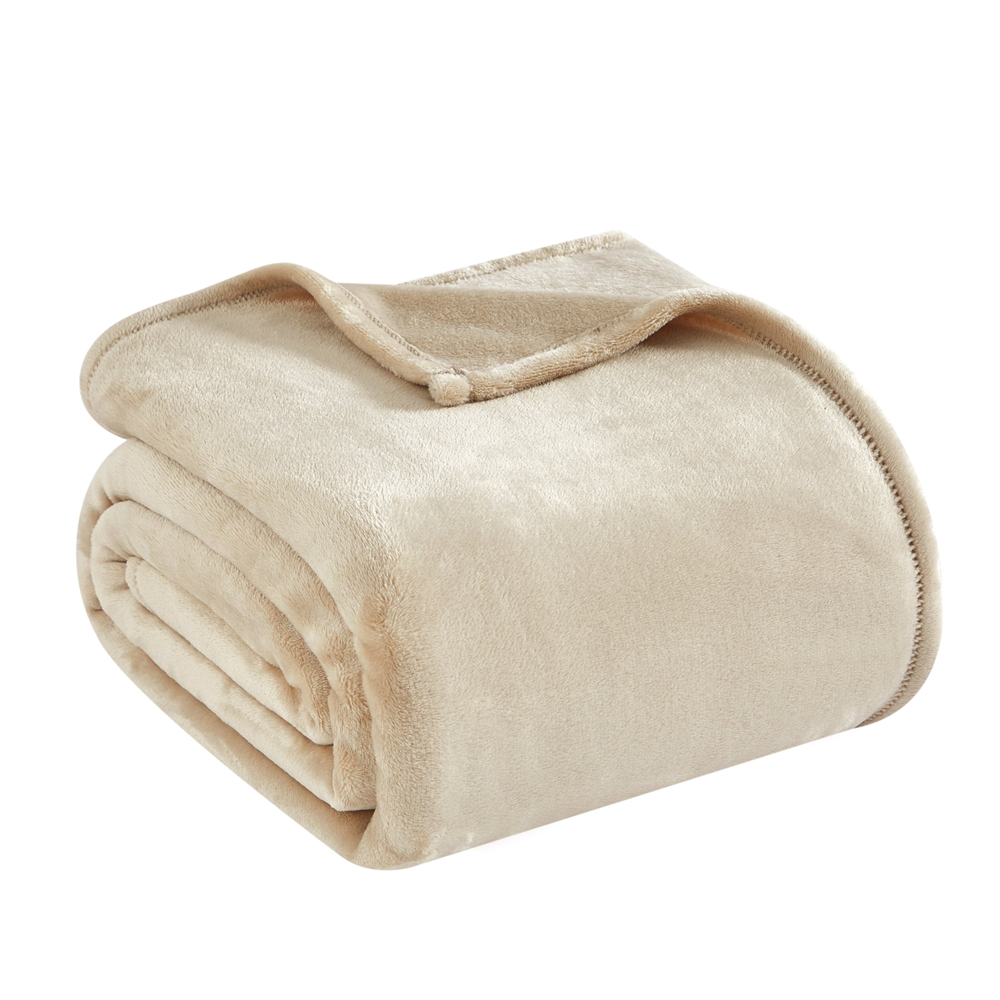 Dearfoams Huge Solid Family Blanket, Beige, 84 x 104 in