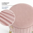 thumbnail image 4 of LammaLoe Small Round Ottoman with Storage, Pleated Velvet Ottoman Foot Stool with Lid, Upholstered Vanity Stool for Living Room & Bedroom, Pink, 4 of 8