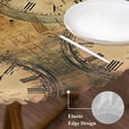 thumbnail image 4 of Retro Clocks Round Fitted Table Cover Hand Painted Vintage Waterproof Table Cloth with Elastic Edge Wipeable Tablecloth for Picnic Camping Party Fits 36"-44" Diameter, 4 of 8
