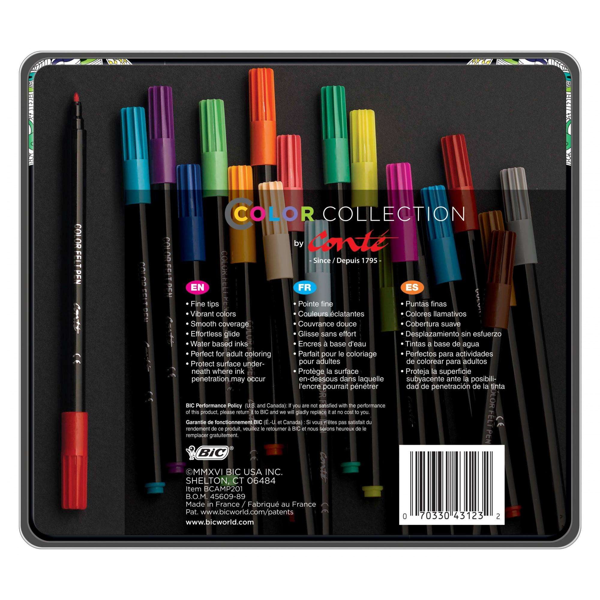 Conte BIC Color Collection Coloring Felt Pens (BCAMP201AST