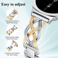 thumbnail image 4 of Wearlizer Celtic Bracelet Band Compatible with Samsung Galaxy Watch 9/8 40mm 44mm & Watch 8 Classic 46mm Women, Dressy Stainless Steel Jewelry Link Strap, Elegant Metal Watch Band, 4 of 6