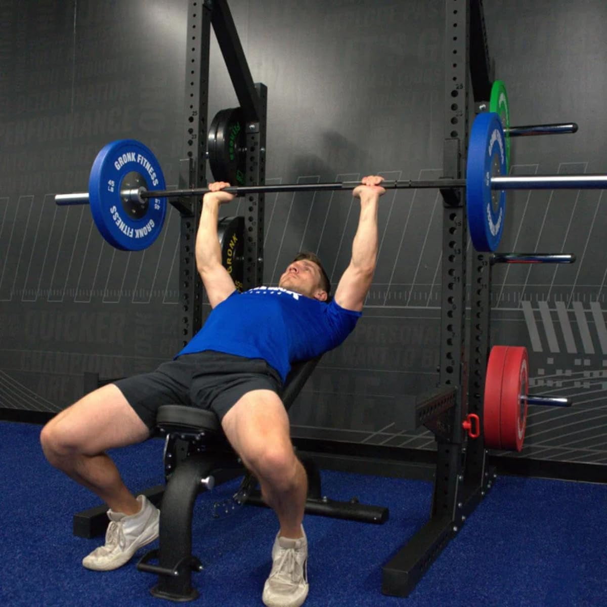 Gronk Fitness Commercial Half Rack Power Rack | Supports Up To 1000 lbs | Includes J-Hooks and Spotter Arms | Perfect for Squat, Bench, Deadlift, and More | Extended Base for Stability