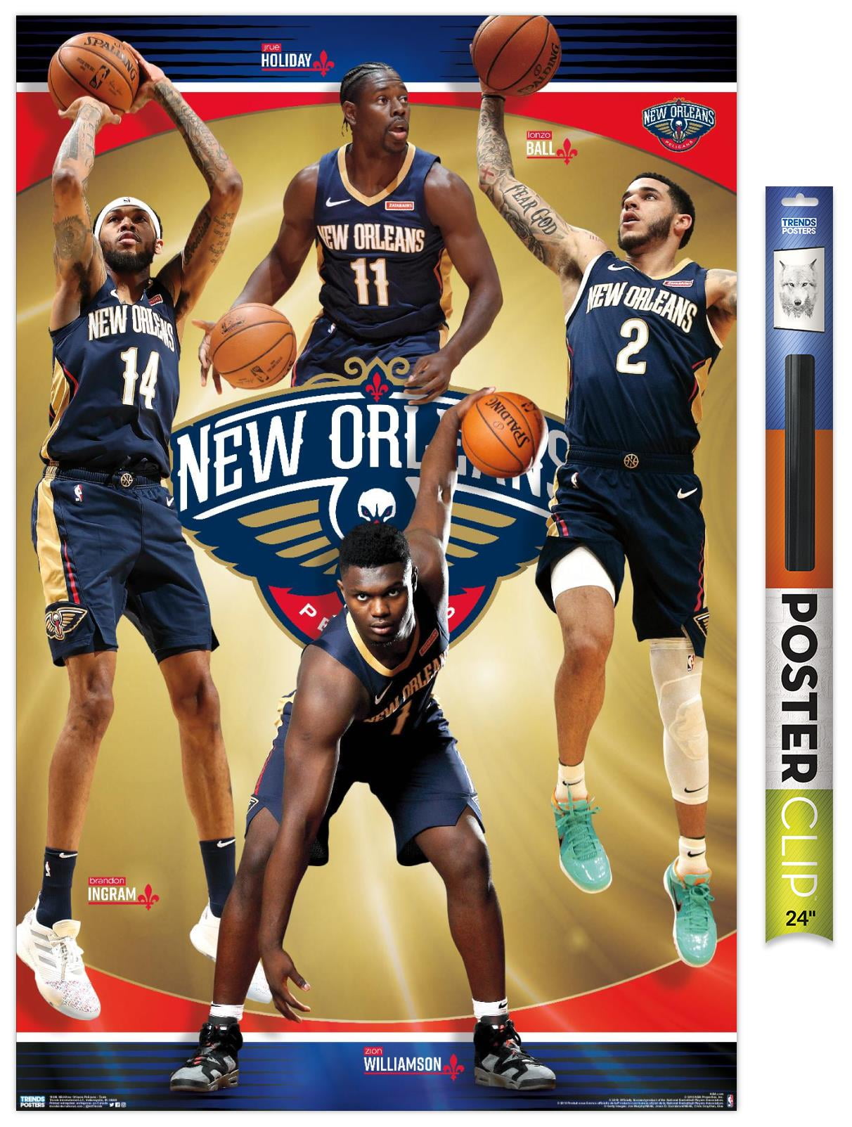 NBA New Orleans Pelicans Team Premium Poster and Poster Clip Bundle