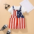 thumbnail image 2 of Coerni Toddler Boys Girls Independence Day Short Sleeve Solid Round Neck T Shirt Tops & Overalls Shorts 2pc Outfits, 2 of 9
