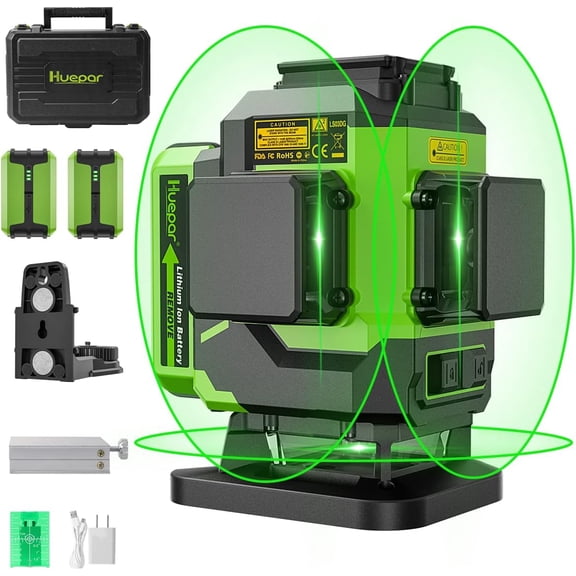 360 Self-Leveling Laser Level 16 Line Green 4x360 Cross Line Tool with Remote Control