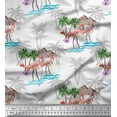 thumbnail image 1 of Soimoi White Moss Georgette Fabric Palm Tree, & Flamingo Bird Print Fabric by the Yard 42 Inch Wide, 1 of 1