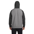 thumbnail image 2 of Team 365 TT96CB Unisex Zone HydroSport Heavyweight Colorblock Hooded Sweatshirt-DK GRY HTHR/ BLK-XS, 2 of 3