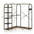 thumbnail image 6 of Tribesigns L Shaped Closet Organizer, Freestanding Corner Clothes Garment Rack with Hanging Rods and Storage Shelves, Heavy Duty Metal Clothing Rack Large Open Wardrobe for Bedroom, Rustic Brown, 6 of 6