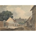thumbnail image 2 of Thomas Sully 18x14 Black Ornate Wood Framed Double Matted Museum Art Print Titled - Street Scene, Lined with Buildings, 2 of 5