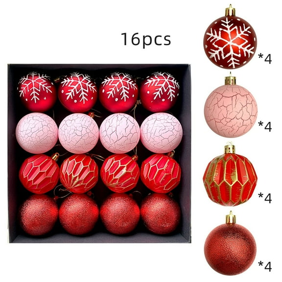 16PCS Neutral Christmas Ornaments 2.36 Inch Textured Tree Decor, Shatterproof Matte Glossy Vintage Hanging Balls for Xmas Tree Holiday Party Wedding Decorations