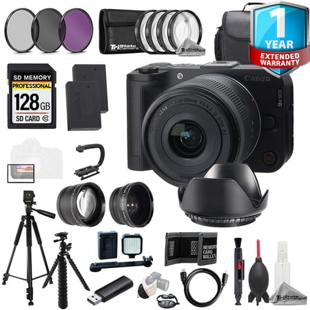Canon EOS R50 V with 14-30mm f/4-6.3 Lens +128GB +Ext Bat+ 9 PC Filtr+1Yr Warranty-MEGA Kit (International Version)