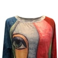 thumbnail image 5 of ICHUANYI Clearance Women's O-Neck Printing Loose Casual Fashion Long Sleeve T-shirt Blouse Tops(Blue, S) Ichuanyi Ichuanyi, 5 of 5