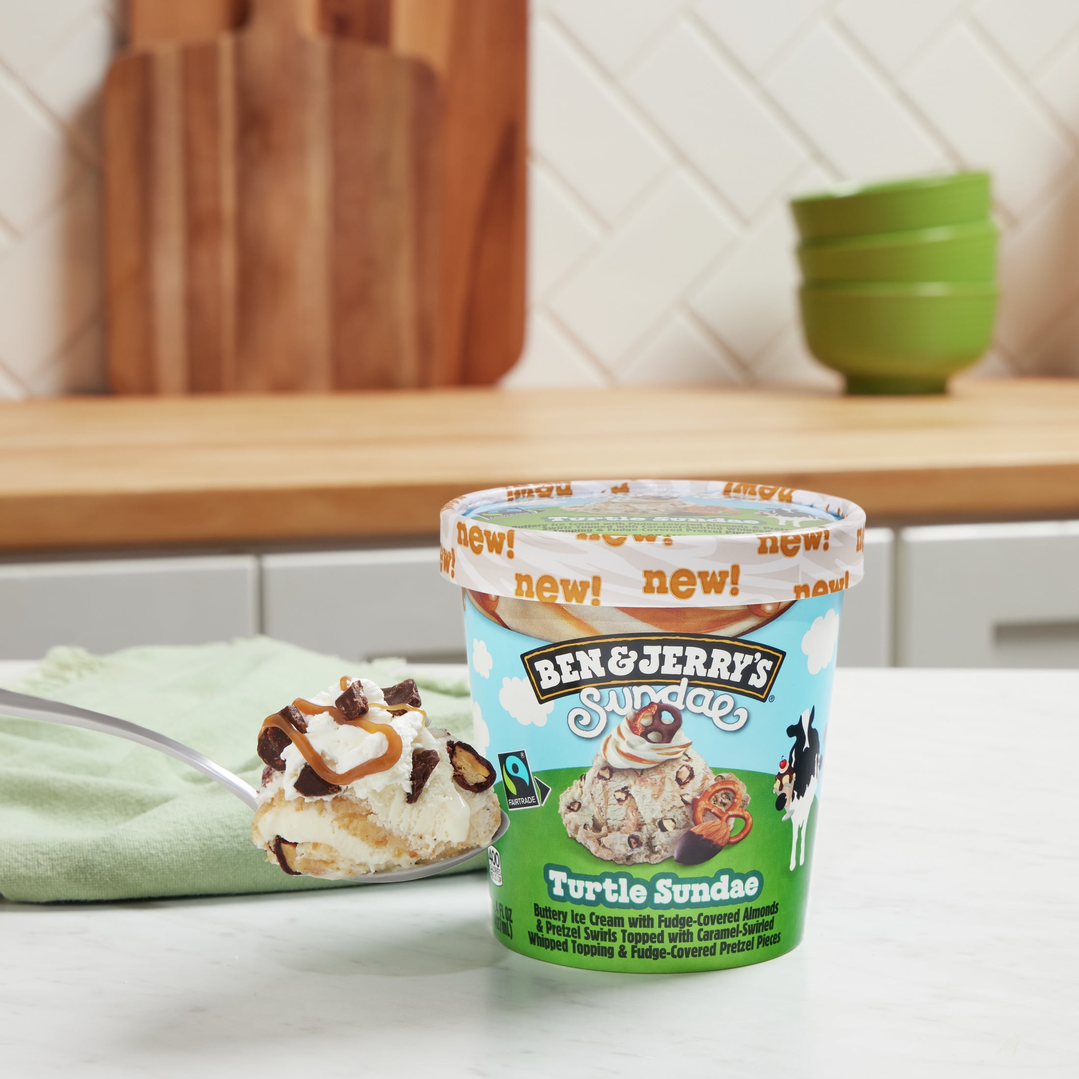 Ben & Jerry's Turtle Sundae Ice Cream Frozen Desserts, 14.4 fl oz