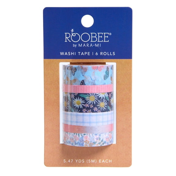 Butterfly Washi Tape with Coordinating Colors and Designs - Butterfly Tape for DIY Scrapbooking or Crafts - 6 Rolls - Roobee by Mara Mi