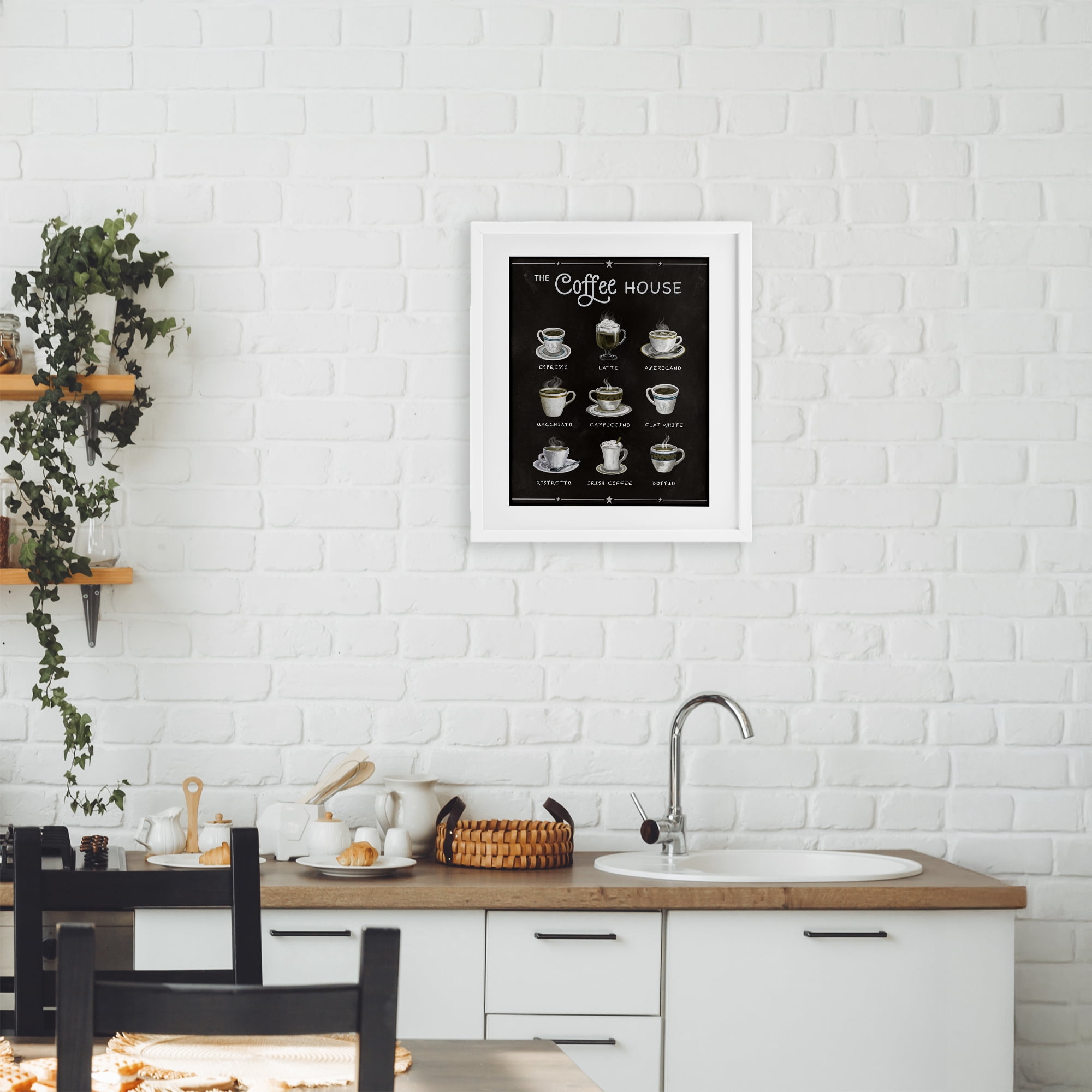 Stupell Industries The Coffee House Menu White Framed Print Under Glass, design by Conrad Knutsen